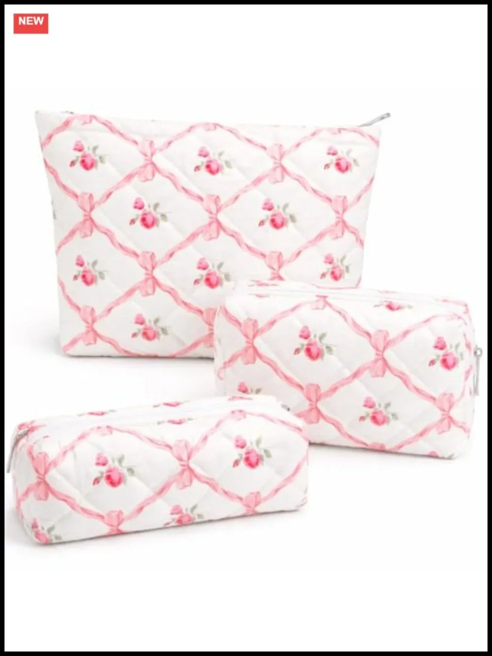 3 Piece Canvas Travel Makeup Bag Set with Toiletry Organizer Pouch